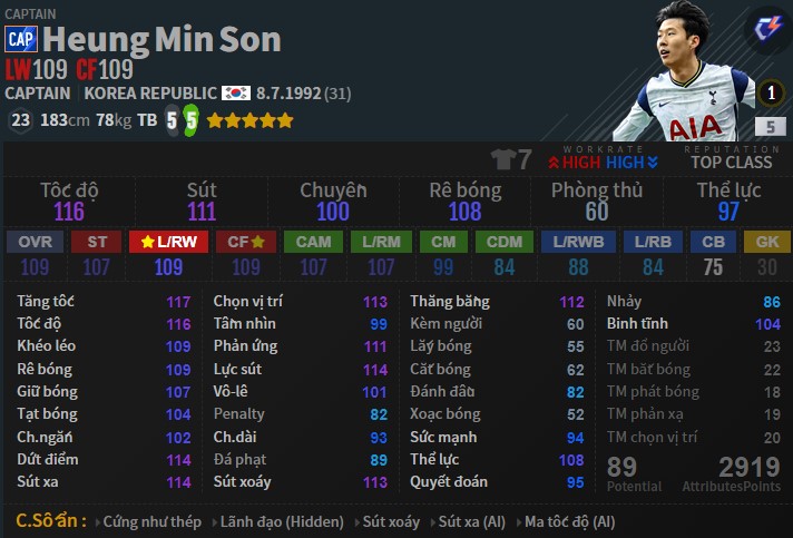 FC Online: Những mùa thẻ xuất sắc nhất của Son Heung Min