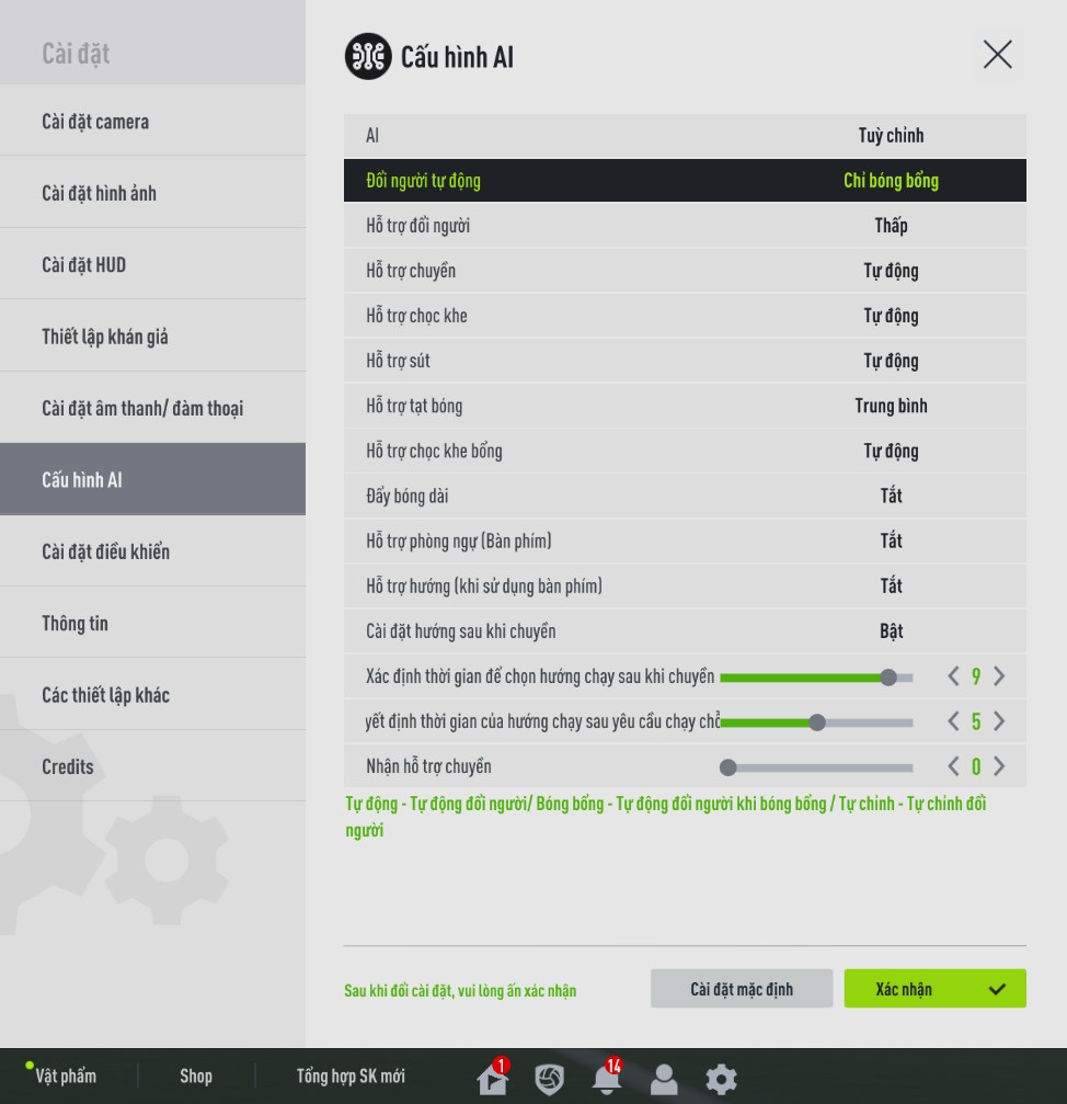 Hướng Dẫn Cài Đặt Cấu Hình AI Trong FC Online Gameplay 9.0